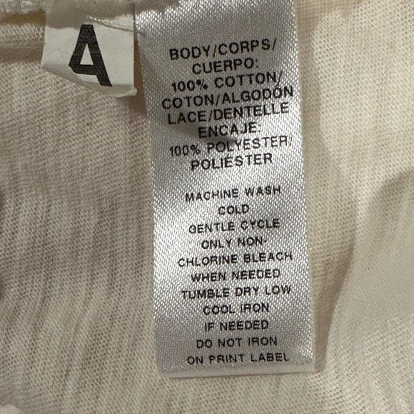 Loft Women’s Medium Ivory Lace Crochet Front 3/4 Sleeve Pullover Top Boho Casual - Picture 7 of 9